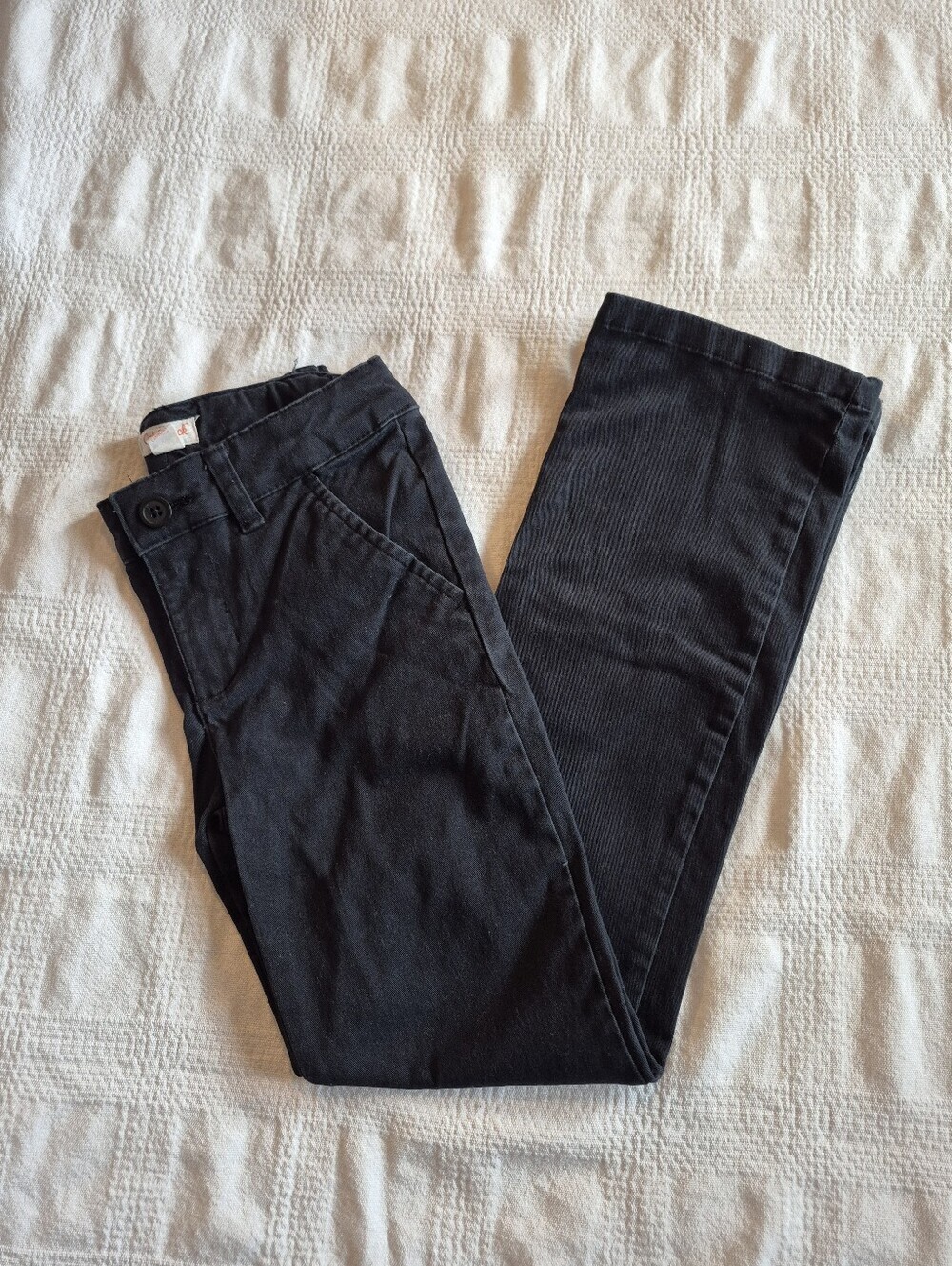 Cat & Jack boys size 8 black twill pants adjustable waist GUC some fade